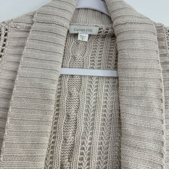 Garnet Hill Women’s Cardigan Sweater Cream Beige Open Long Sleeve Knit Lace S - Picture 7 of 7